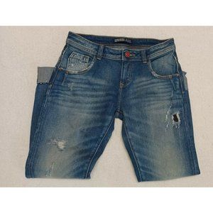 Zara Basic Women's Z1975 Jeans Size 00 Blue Light Wash Stretch Denim Cuffed